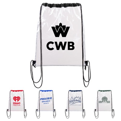 Large Clear Waterproof Stadium Drawstring Backpack